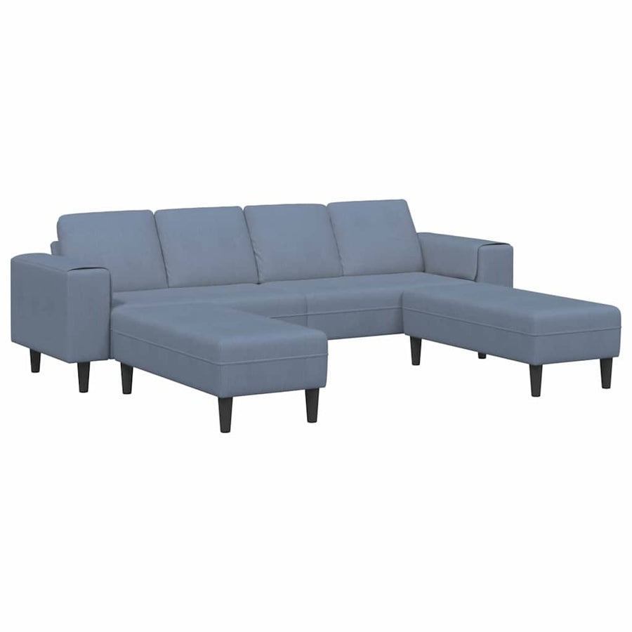 Stoffen Bank met kussen Blauw Katoenen stof