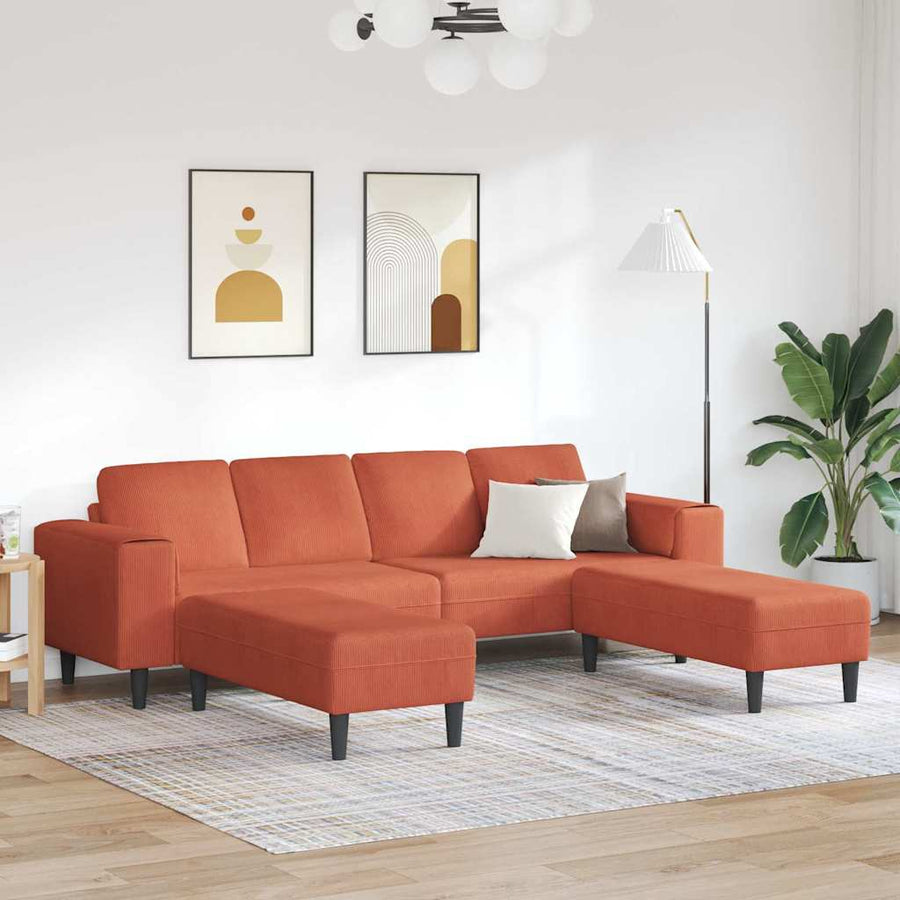 Stoffen Bank met kussen Rood-oranje 208 cm Katoenen stof