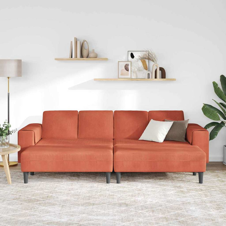 Stoffen Bank met kussen Rood-oranje 208 cm Katoenen stof