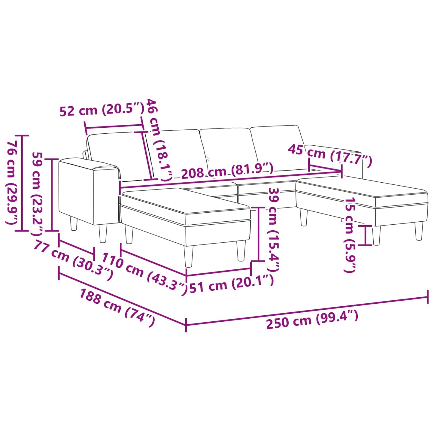 Woonkamer Bank 3 Pcs Lichtgrijs