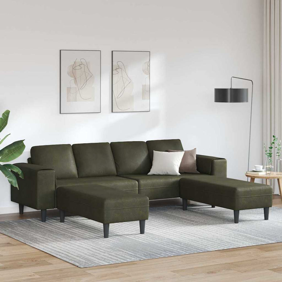 Bankstel 3 pcs Leger groen Faux suede leer