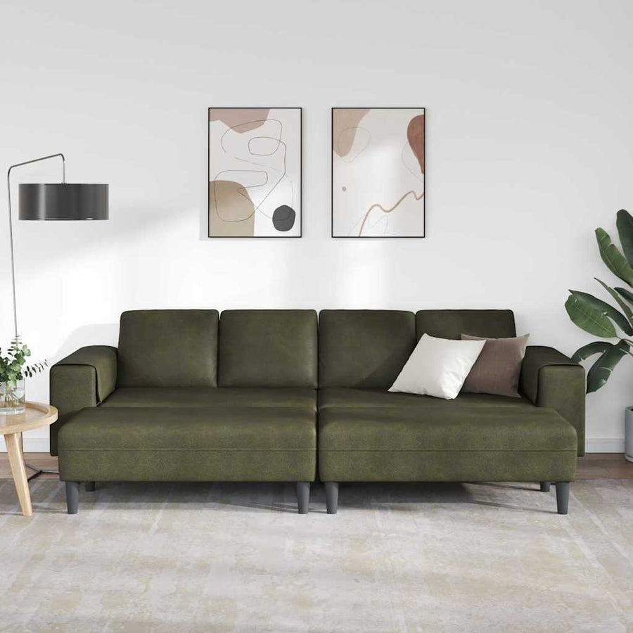 Bankstel 3 pcs Leger groen Faux suede leer