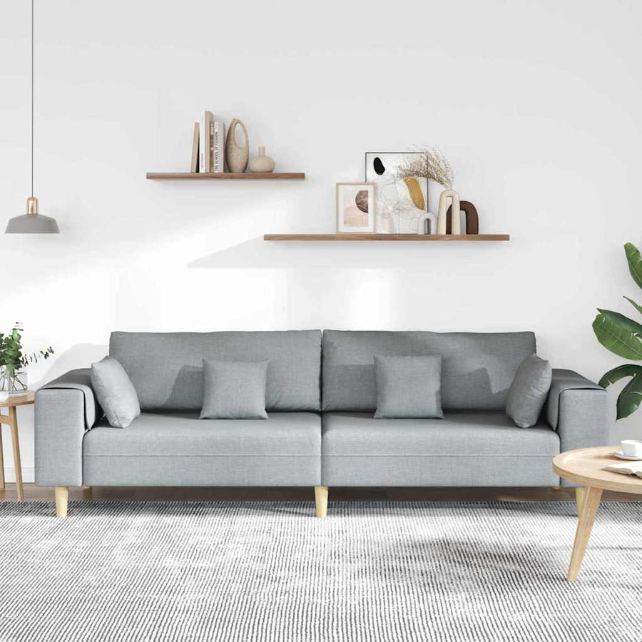 Stoffen Bank met kussen Lichtgrijs 208 cm Stof