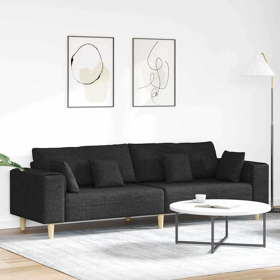 Stoffen Bank met kussen Zwart 208 cm Stof