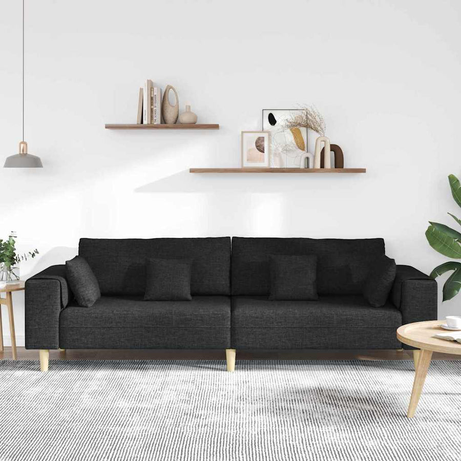 Stoffen Bank met kussen Zwart 208 cm Stof