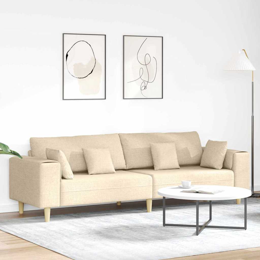 Stoffen Bank met kussen Crème 208 cm Stof
