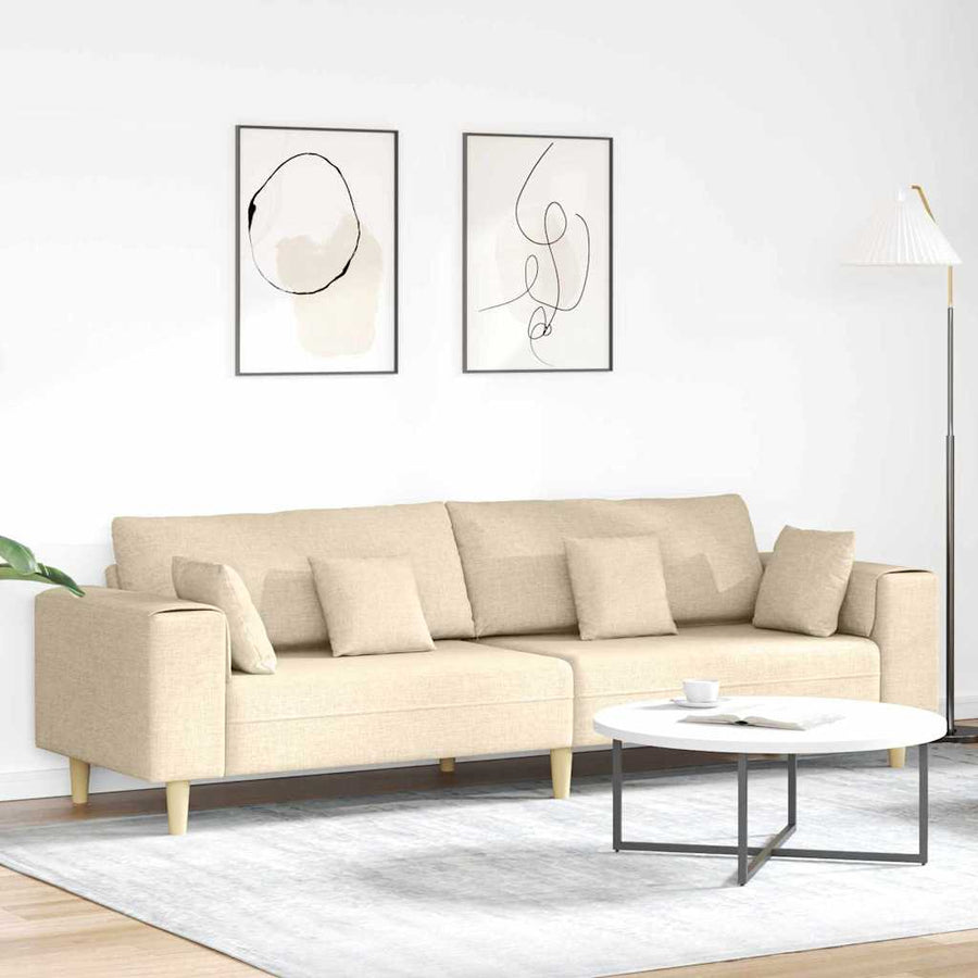 Stoffen Bank met kussen Crème 208 cm Stof