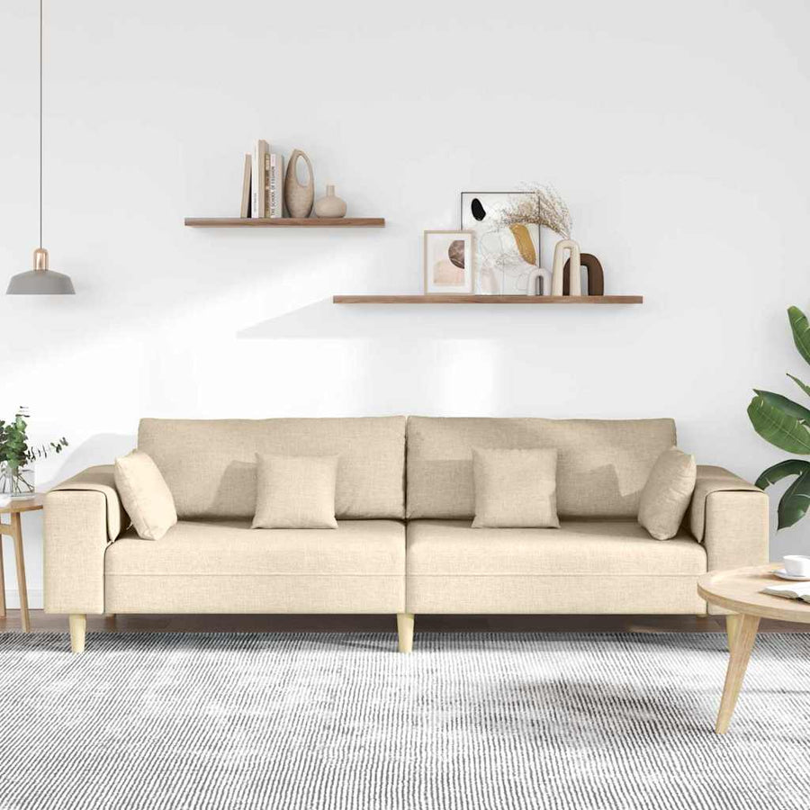 Stoffen Bank met kussen Crème 208 cm Stof