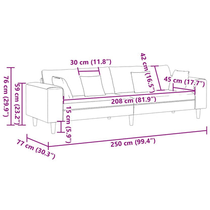Stoffen Bank met kussen Blauw 208 cm Stof