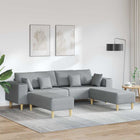 Bank 3-delig 208 cm lichtgrijs stof
