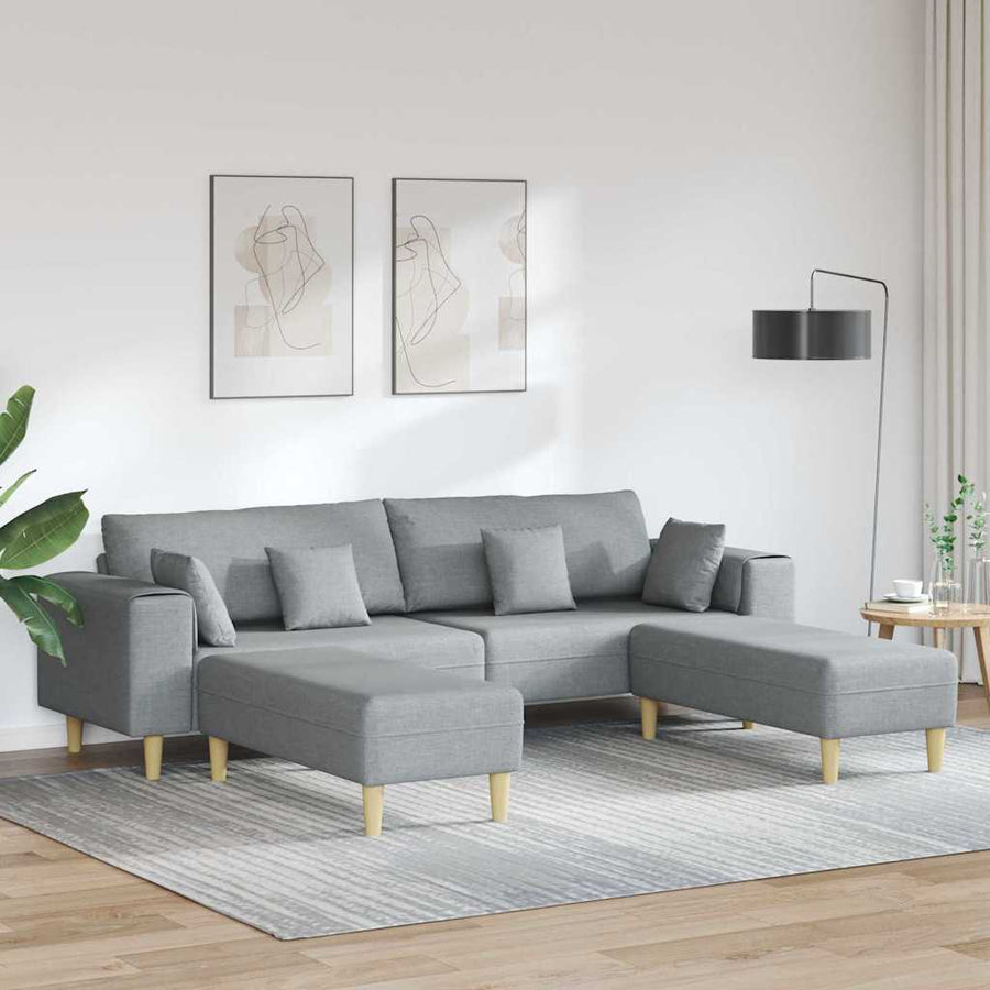 Stoffen Bank met kussen 3 pcs Lichtgrijs 208 cm Stof