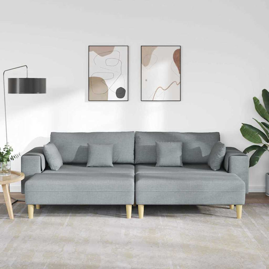 Stoffen Bank met kussen 3 pcs Lichtgrijs 208 cm Stof