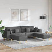 Bank 208 cm donkergrijs stof