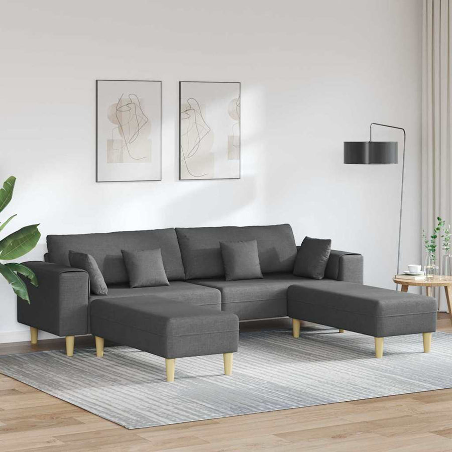 Stoffen Bank met kussen 3 pcs Donkergrijs 208 cm Stof