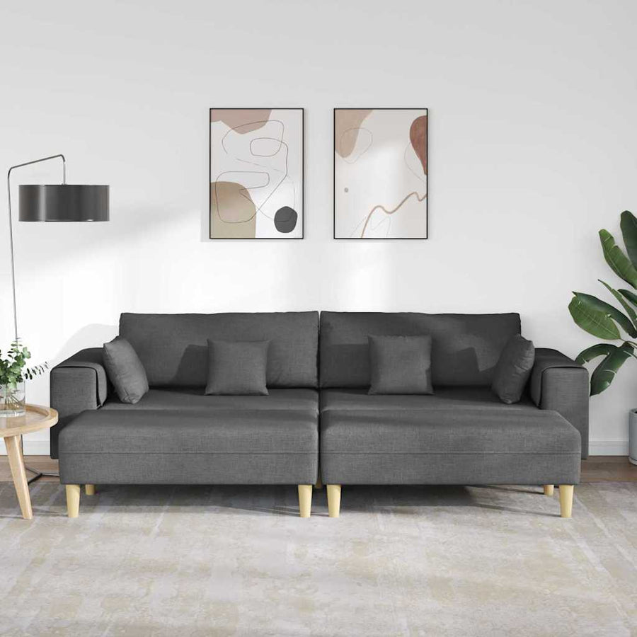 Stoffen Bank met kussen 3 pcs Donkergrijs 208 cm Stof