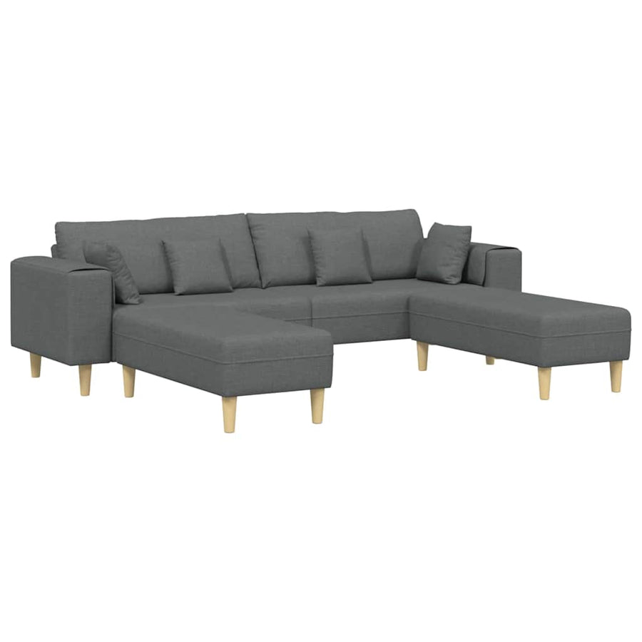 Stoffen Bank met kussen 3 pcs Donkergrijs 208 cm Stof