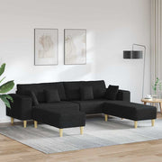 Bank 208 cm stof zwart