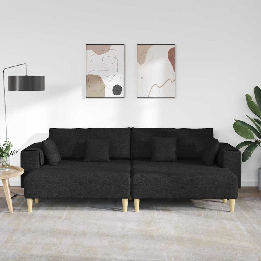 Stoffen Bank met kussen 3 pcs Zwart 208 cm Stof