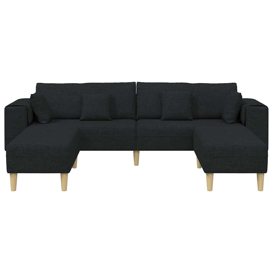 Stoffen Bank met kussen 3 pcs Zwart 208 cm Stof
