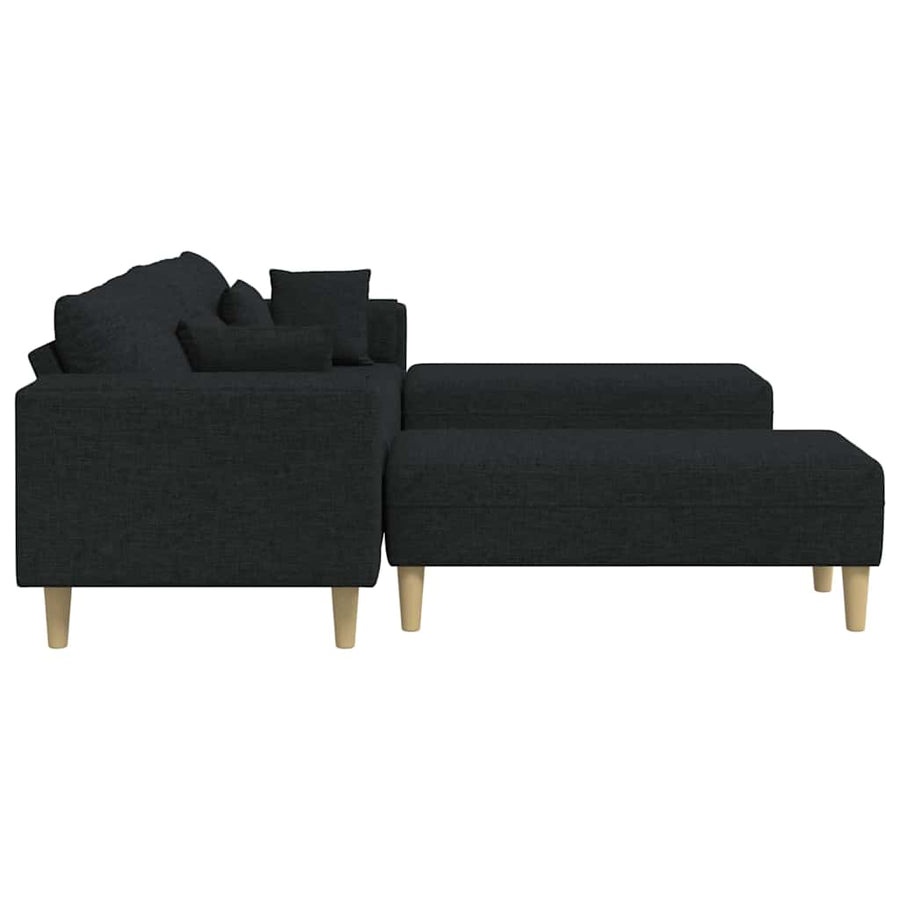 Stoffen Bank met kussen 3 pcs Zwart 208 cm Stof