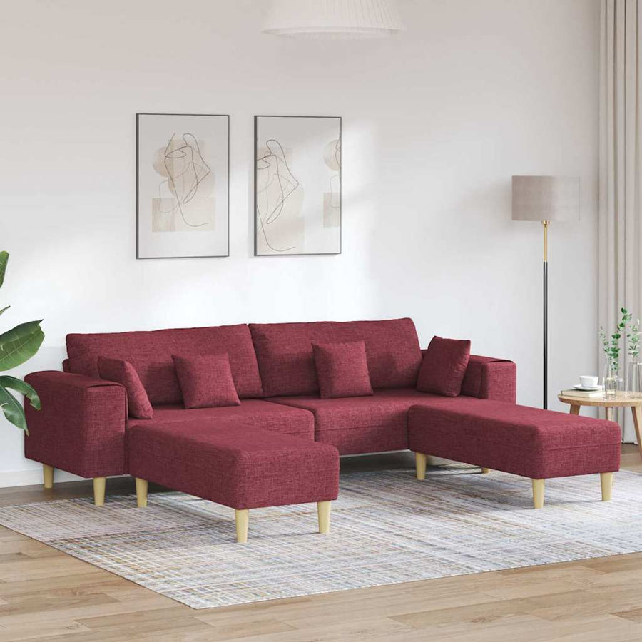 Stoffen Bank met kussen 3 pcs Wijnrood 208 cm Stof
