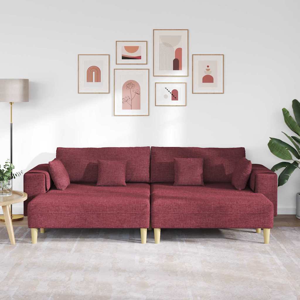 Stoffen Bank met kussen 3 pcs Wijnrood 208 cm Stof