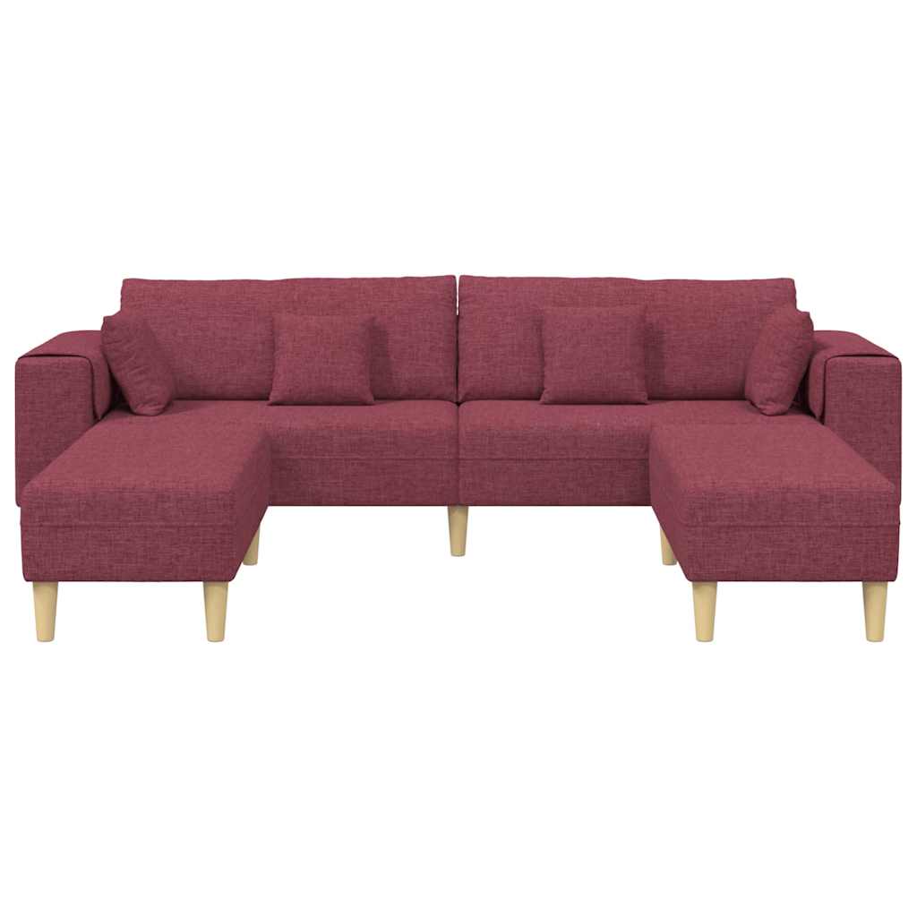 Stoffen Bank met kussen 3 pcs Wijnrood 208 cm Stof