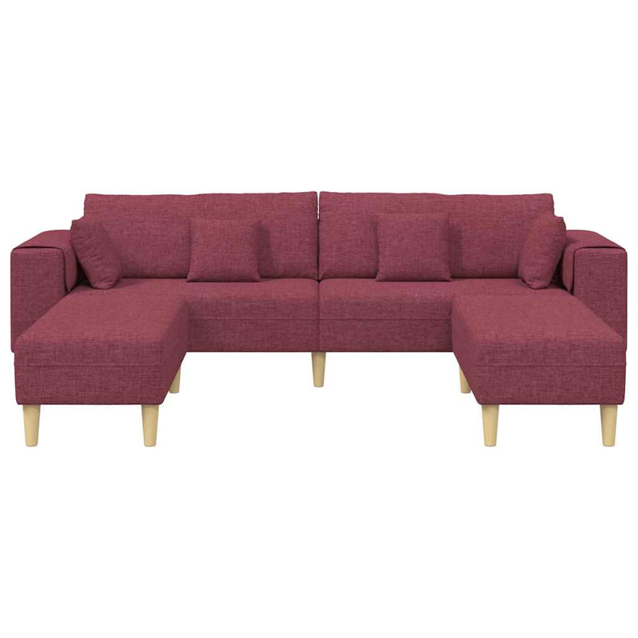 Stoffen Bank met kussen 3 pcs Wijnrood 208 cm Stof