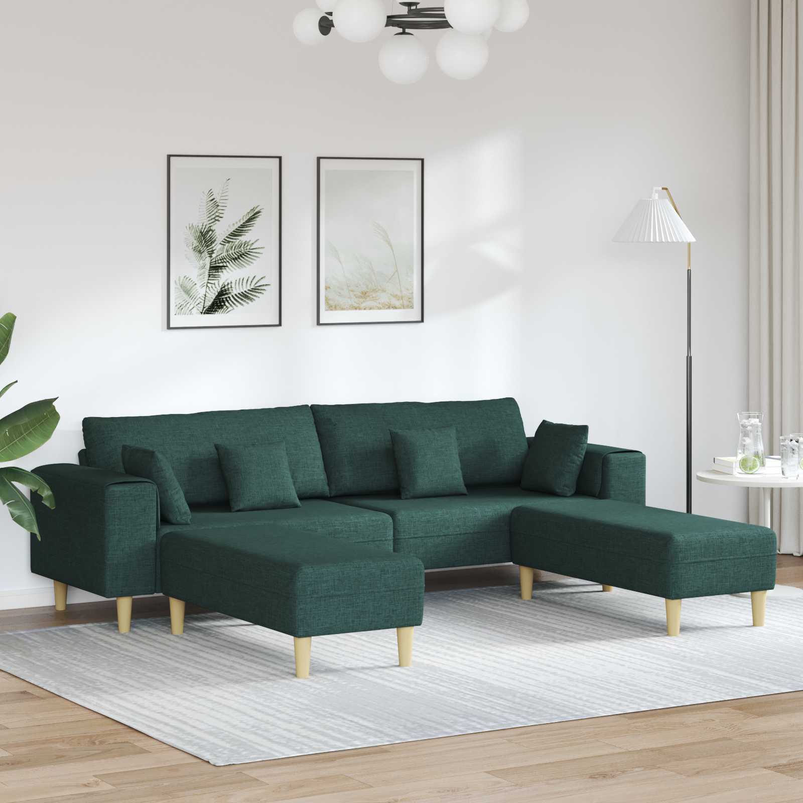 Bank met kussen 3 pcs Donkergroen Stof