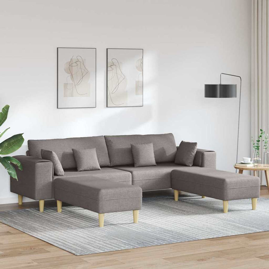 Stoffen Bank met kussen 3 pcs Taupe 208 cm Stof