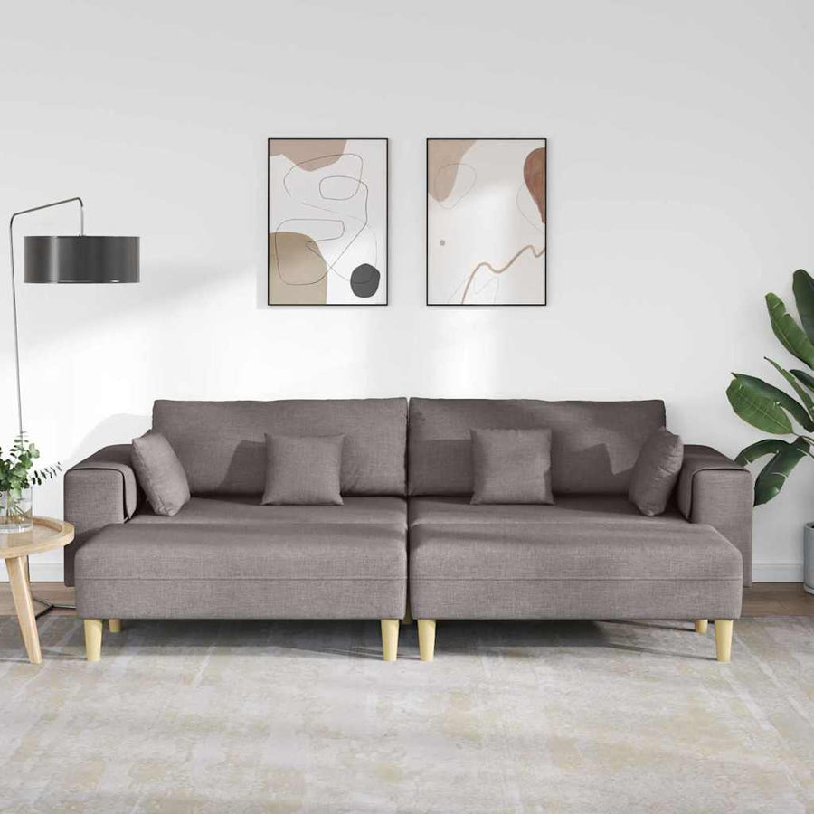 Stoffen Bank met kussen 3 pcs Taupe 208 cm Stof