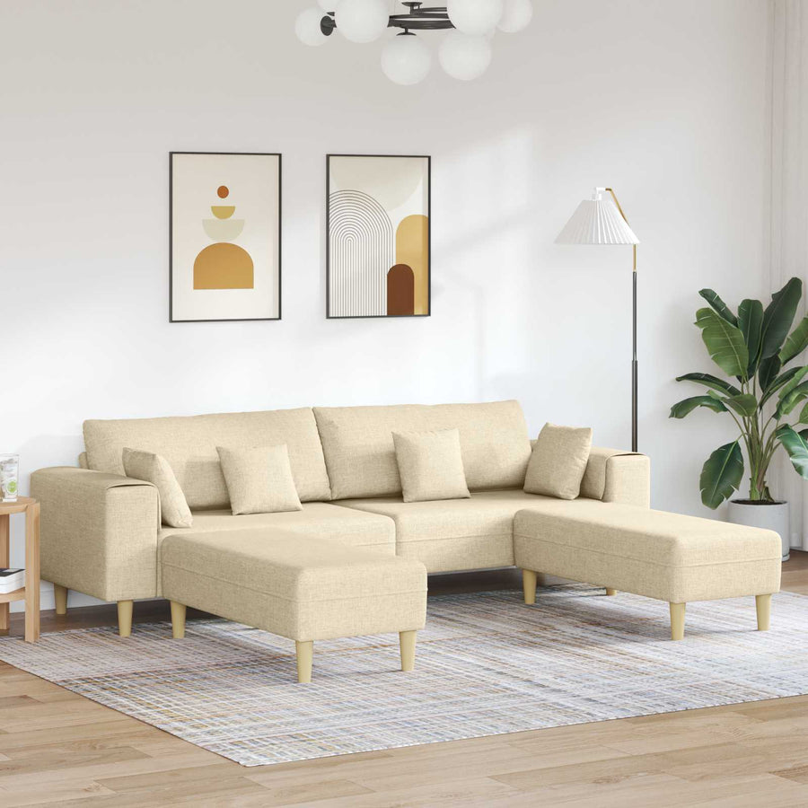 Bank met kussen 3 pcs Crème Stof
