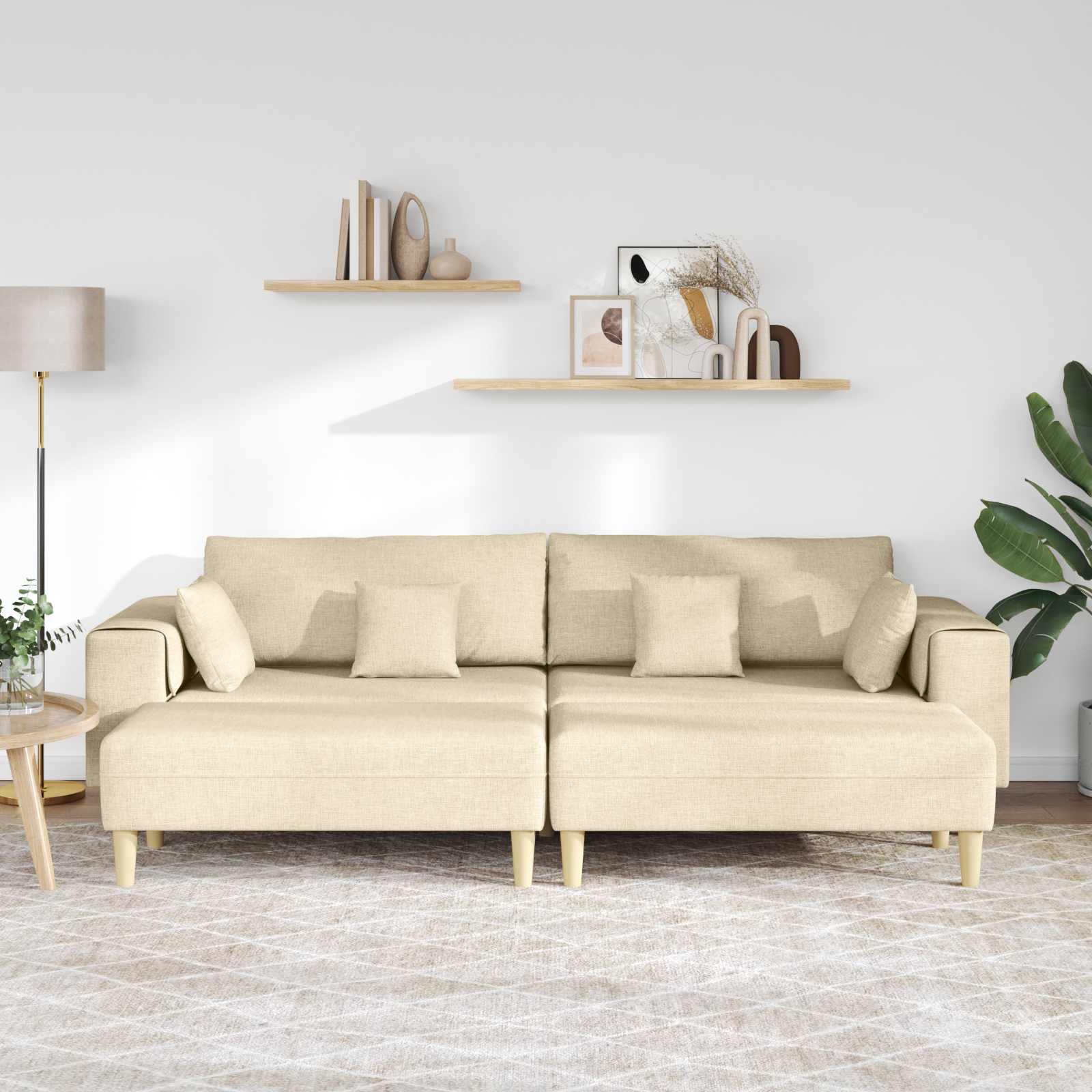 Bank met kussen 3 pcs Crème Stof