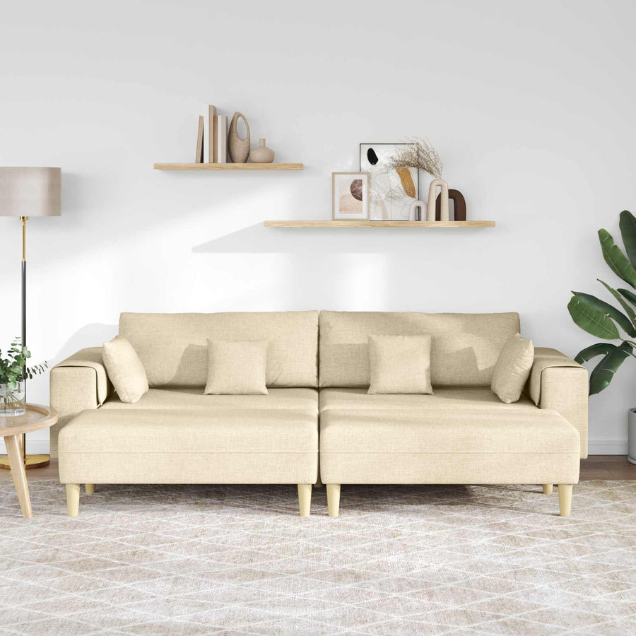 Bank met kussen 3 pcs Crème Stof