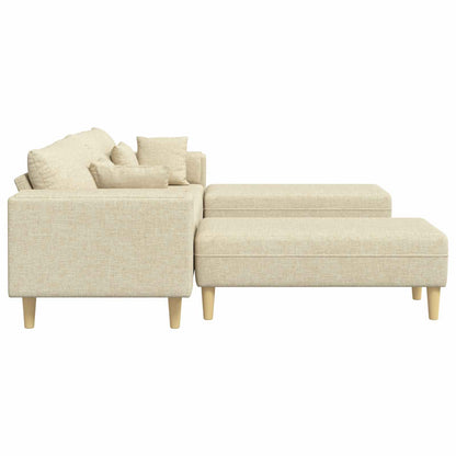 Bank met kussen 3 pcs Crème Stof