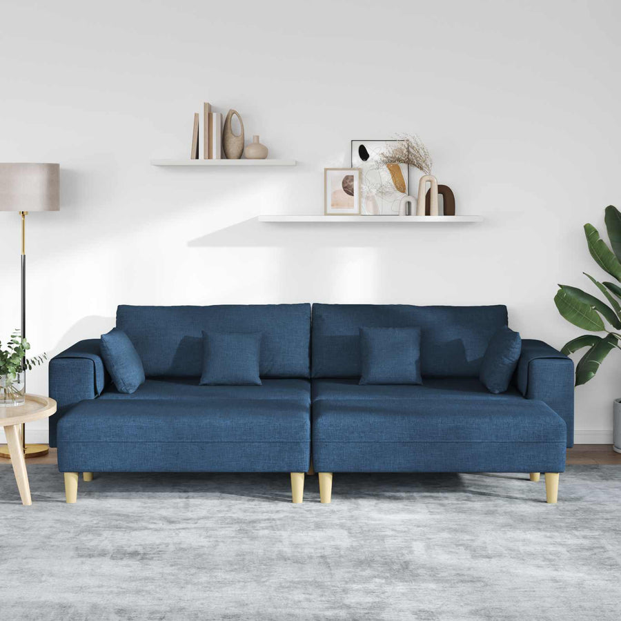 Bank met kussen 3 pcs Blauw Stof
