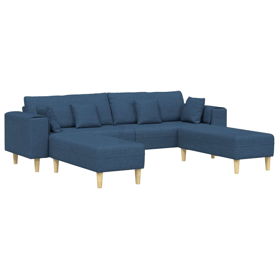 Bank met kussen 3 pcs Blauw Stof
