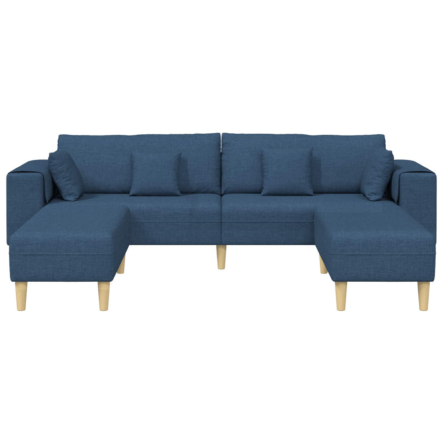 Bank met kussen 3 pcs Blauw Stof