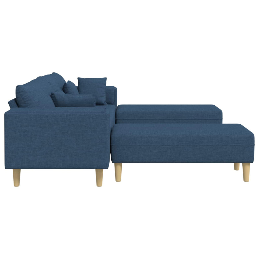 Bank met kussen 3 pcs Blauw Stof