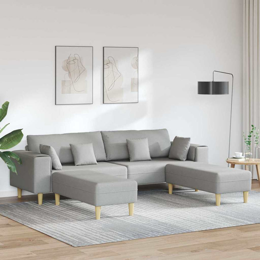 Stoffen Bank met kussen 3 pcs Wolkengrijs 208 cm Stof