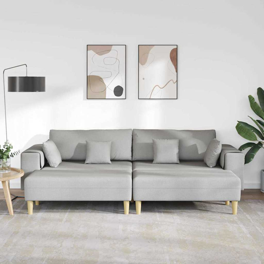Stoffen Bank met kussen 3 pcs Wolkengrijs 208 cm Stof