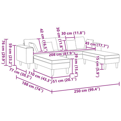 Stoffen Bank met kussen 3 pcs Wolkengrijs 208 cm Stof