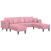 Hoekbank 3-delig roze fluweel L-vorm chaise
