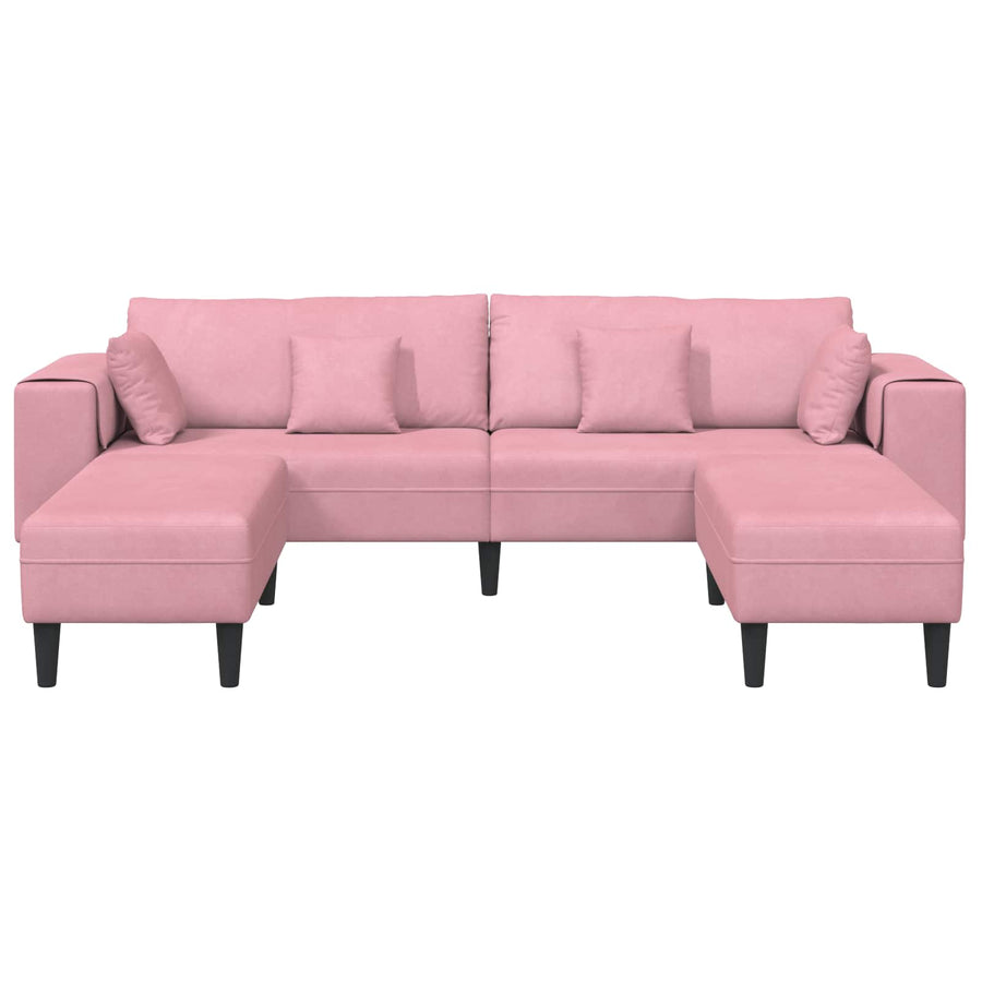 Bank Met Kussen 3 Pcs Roze Fluweel