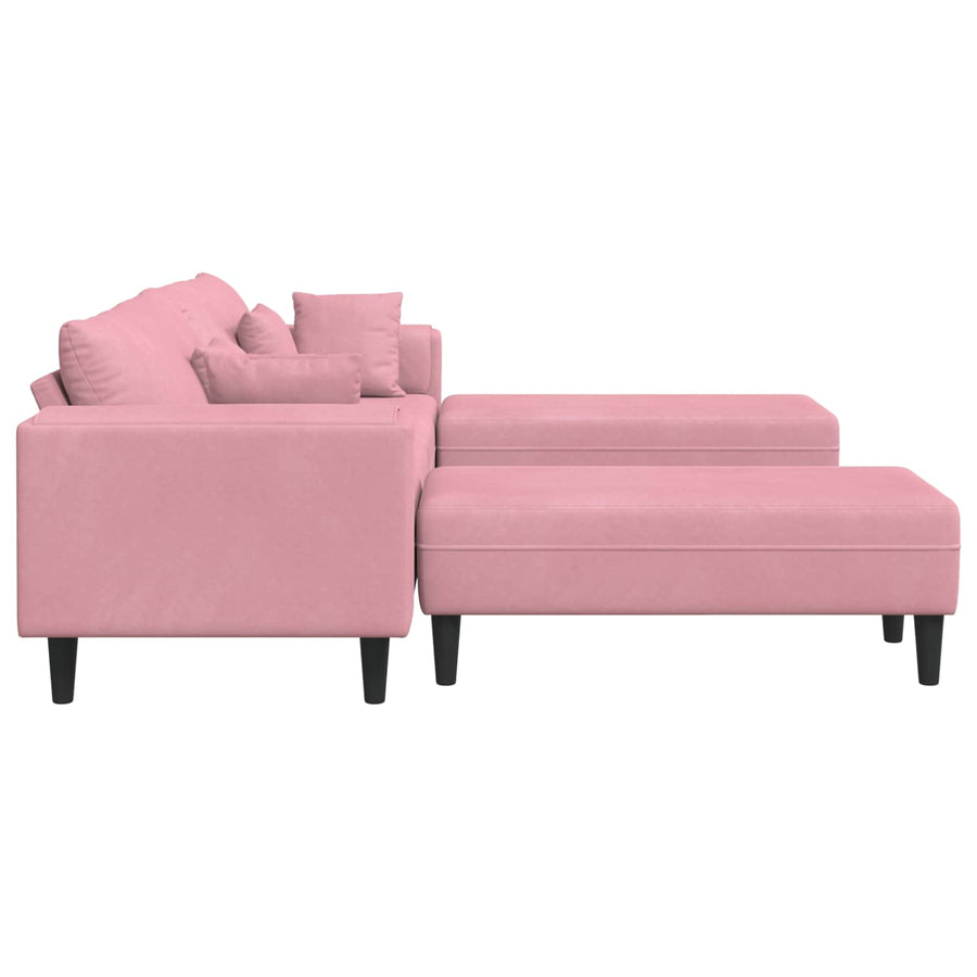 Bank Met Kussen 3 Pcs Roze Fluweel