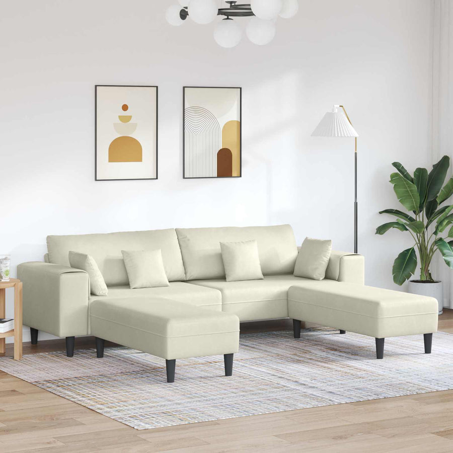Bank 3 pcs Crème 250 x 188 x 76 cm Fluweel