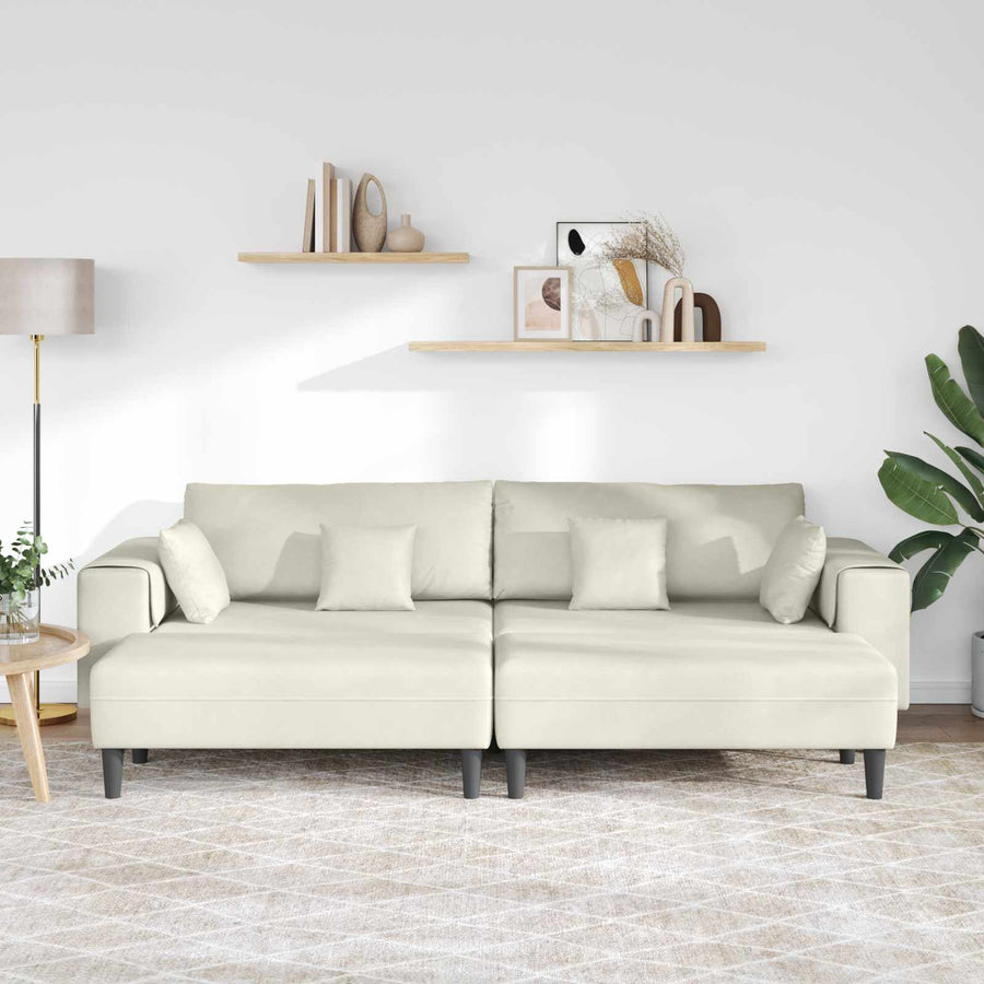 Bank 3 pcs Crème 250 x 188 x 76 cm Fluweel
