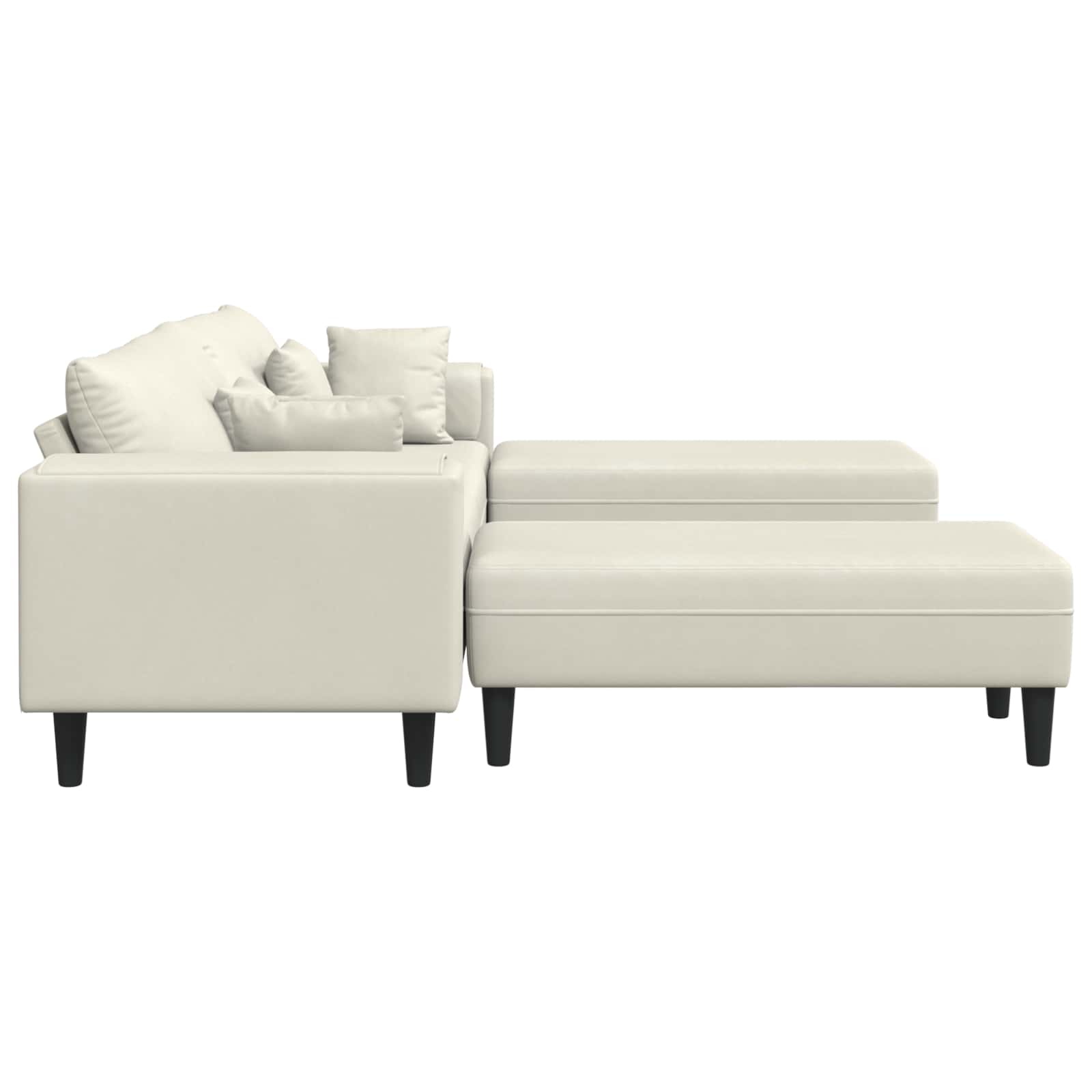 Bank 3 pcs Crème 250 x 188 x 76 cm Fluweel
