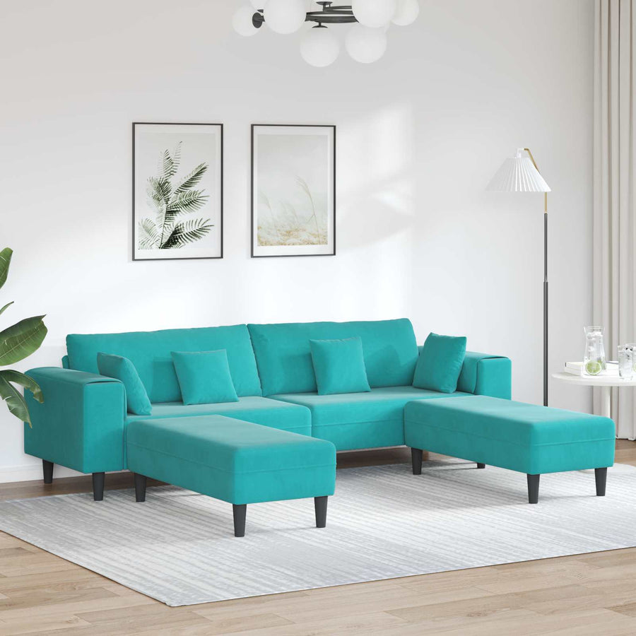 Bank 3 pcs Turquoise 250 x 188 x 76 cm Fluweel
