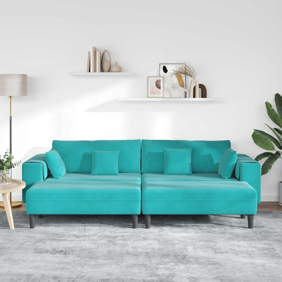 Bank 3 pcs Turquoise 250 x 188 x 76 cm Fluweel